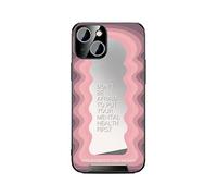 (Style A iPhone 14, Pink) IM-CHEN For iPhone 14 Inspirational Word Mirror Phone Case Anti-drop Cover with Pull-out Kickstand
