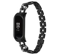 (Style A Xiaomi Mi Band 7, Black) For Xiaomi Mi Band 7 Rhinestone Decor Alloy Watch Band with Watch Case-Silver