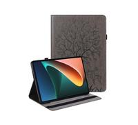 (Style A Xiaomi Pad 5, Grey) Imprinted Tree Deer Pattern Stand Tablet Cover Shell with Card Slots for Xiaomi Pad 5/Pad 5 Pro
