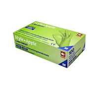 Style Apple by MED-COMFORT - Guantes de nitrilo verde manzana sin polvo, 100 unidades, tamaño a elegir (XL)