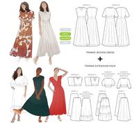Style Arc - Patrón de costura para vestido tejido Trinnie y paquete de extensión (tallas 10-22)