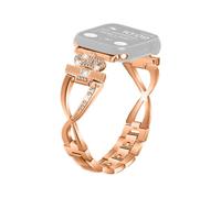 (Style B Apple Watch SE (2023), Pink gold) For Apple Watch Series 8/7 41mm/6/5/4/SE/SE (2022) 40mm/3/2/1 38mm Rhinestones Decor Crown X-shape W