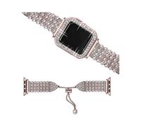 (Style B Apple Watch Series 3 3, Pink gold) For Apple Watch Series 1/2/3 38mm Spare Watch Band Artificial Pearl+Protective PC Watch Case