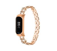 (Style B Xiaomi Mi Band 7, Pink gold) For Xiaomi Mi Band 7 Rhinestone Decor Alloy Watch Band with Watch Case-Silver