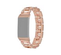 (Style C Fitbit Charge 6, Pink gold) Durable Rhinestones Decor Alloy Replacement Smart Watch Band Wrist Strap for Fitbit Charge 6/5