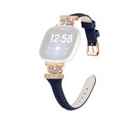 (Style C Fitbit Versa 3, Dark blue) For Fitbit Versa 3/4/Sense/Sense 2 Rose Gold Buckle Watch Strap Crown Rhinestone Band
