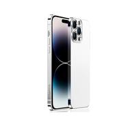 (Style C iPhone 14 Pro, Silver) Anti-Drop Case for iPhone 14 Pro Slim Phone Case Back Stainless-Steel Frame Phone Cover