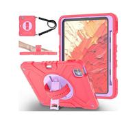 (Style C, Multicolor) X-Shaped Series for iPad Pro 11 (2024) Kickstand Case Hand Strap Tablet Cover with Shoulder Strap