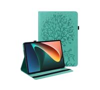 (Style C Xiaomi Pad 5, Green) Imprinted Tree Deer Pattern Stand Tablet Cover Shell with Card Slots for Xiaomi Pad 5/Pad 5 Pro