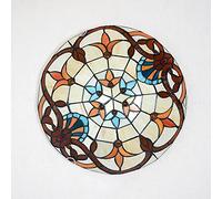 Style Ceiling Light Fixture Flush Mount, 12/16/20 Inch, Vintage Handmade Stained Glass Ceiling Lamps Chandeliers for Living Room Bedroom Dining Room Hallway Loft Decor,DX22