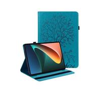 (Style D Xiaomi Pad 5, Blue) Imprinted Tree Deer Pattern Stand Tablet Cover Shell with Card Slots for Xiaomi Pad 5/Pad 5 Pro