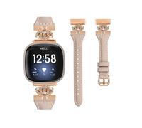 (Style E Fitbit Versa 3, Apricot) For Fitbit Versa 3/4/Sense/Sense 2 Rose Gold Buckle Watch Strap Crown Rhinestone Band