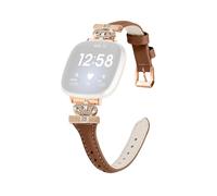 (Style F Fitbit Versa 3, Brown) For Fitbit Versa 3/4/Sense/Sense 2 Rose Gold Buckle Watch Strap Crown Rhinestone Band