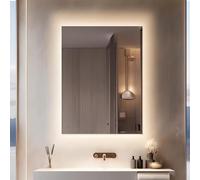 STYLE GLASS Espejo Baño con Luz Roman 80x60 cm, Espejos de Pared Moderno Made in Italy, Espejos de Baño con Led 4000K, Luz Natural, Design Home Decor