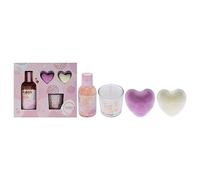 Style & Grace Bubble Boutique Relax and Bathe - Set de regalo de gel corporal de 100 ml + 2 bombas de baño de corazón de 20 g + vela de 30 g + votiva