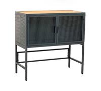 STYLE HOME Aparador de vidrio, metal y ma. Negro Variante única