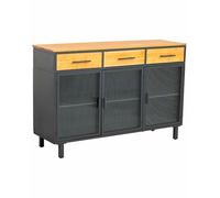 STYLE HOME Aparador de vidrio y madera. Negro Variante única