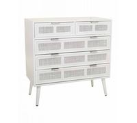 STYLE HOME Cómoda de madera y rejilla. Blanco Variante única