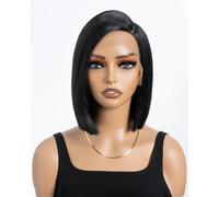 Style Icon Lace Front Wigs Peluca Sintética Bob De Frente De Encaje De 9"/23cm Pelucas Cortas Rectas Naturales De Calidad Para Mujeres Fibra Resistente Al Calor