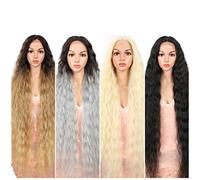 Style Icon Peluca de encaje frontal de 41 pulgadas, pelucas onduladas súper largas y rizadas negras, peluca sintética de 6 pulgadas con pelo de bebé, 150 % densidad (41 pulgadas, 1B)