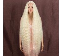 Style Icon Pelucas de encaje frontal de 102 cm, pelucas sintéticas onduladas superlargas con cuero cabelludo simulado de cinta de 3,8 x 16 cm, color rubio para mujeres, fibra resistente al calor