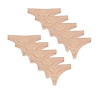 Style It Up Paquete de 5 o 10 tangas para mujer, ropa interior de algodón, cómoda, para uso diario, básico, paquete múltiple, color negro y blanco, Paquete de 10 unidades, color piel, M