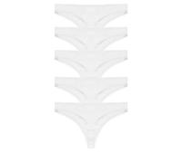 Style It Up Paquete de 5 o 10 tangas para mujer, ropa interior de algodón, cómodas, uso diario, básico, multipaquete, negro, blanco, nude, blanco, XS