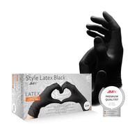 Style látex Black de látex guantes desechables 14 - 028, sin talco, Negro, polymerbeschichtet, unsteril, 240 mm de largo