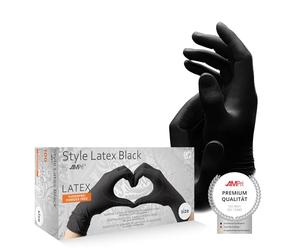 Style látex Black de látex guantes desechables 14 - 028, sin talco, Negro, polymerbeschichtet, unsteril, 240 mm de largo