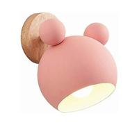 Style Nordique Mignon Ours En Bois Applique Murale Intrieure Lampe De Lecture De Chevet Pour Chambre Salon Chambre D'enfant (Rose)