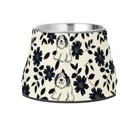 Style Old English Sheepdog - Cuenco antideslizante de acero inoxidable para perros pequeños, diseño floral, color negro