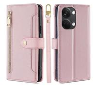 (Style Pink, Multicolor) Amorus Leather Phone Cover for OnePlus Nord 3 5G Ace 2V 5G Anti-Scratch Zipper Pocket Stand Wallet C