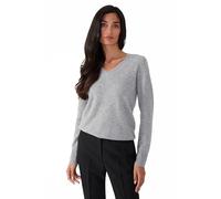 Style & Republic Jersey elegante de cachemira con cuello en V para mujer, hecho de 100% cachemira, tu acogedor jersey de punto premium para momentos elegantes de otoño e invierno, gris claro, S