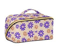 Style Russia Flower Brown Violet - Bolsas de maquillaje con divisores con capacidad de cierre, bolsa de cosméticos de viaje, accesorios de viaje