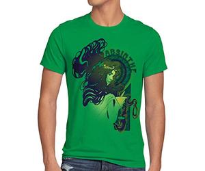style3 Absenta Camiseta para Hombre T-Shirt Alcohol Bar fée Verte Diablo Hada, Talla: