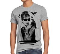 style3 Audrey Tatuaje Camiseta para Mujer T-Shirt Hollywood Hepburn Estrella de Cine, Talla:, Color:Gris Brezo