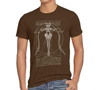 style3 Bunny de Vitruvio Camiseta para Hombre T-Shirt Luna Anime Sailor, Talla:M, Color:Marrón