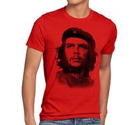 style3 CHE Camiseta para Hombre T-Shirt Cuba revolución Guevara, Talla:M, Color:Rojo