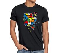 style3 Cubo Mágico Explosión Camiseta para Hombre T-Shirt Sheldon, Talla: