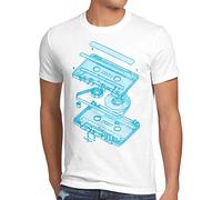 style3 DJ Tape Camiseta para Hombre T-Shirt Turntable 3D MC, Talla:, Color:Blanco