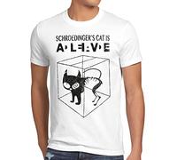 style3 Gato de Schrödinger Camiseta para Hombre T-Shirt Sheldon, Talla:L;Color:Blanco