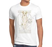 style3 Jack Russell de Vitruvio Camiseta para Hombre T-Shirt Perro Terrier, Talla:, Color:Blanco