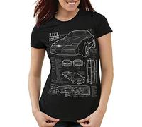 style3 K.I.T.T. Camiseta para Mujer T-Shirt Fotocalco Azul Michael Knight 2000 Black Rider, Color:Negro, Talla: