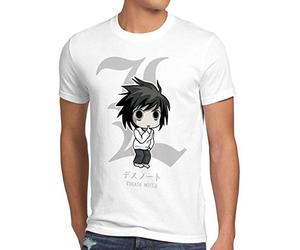 style3 L Death Note Camiseta para Hombre T-Shirt Anime Manga Yagami, Talla:, Color:Blanco