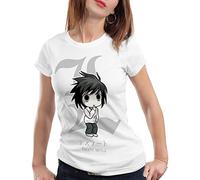 style3 L Death Note Camiseta para Mujer T-Shirt Anime Manga Yagami, Color:Blanco, Talla:L