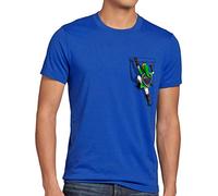 style3 Link Bolsill Camiseta para Hombre T-Shirt Wild Switch The Breath of SNES Ocarina, Talla:S, Color:Azul