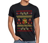 style3 Link Ugly Christmas Sweater Camiseta para Hombre T-Shirt pulóver Jumper Zelda Xmas, Talla:S, Color:Negro