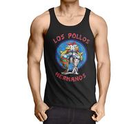 style3 Los Pollos Camiseta de Tirantes para Hombre Tank Top White Walter Meth, Talla:M, Color:Negro