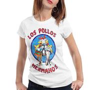 style3 Los Pollos Camiseta para Mujer T-Shirt, Color:Blanco, Talla:M