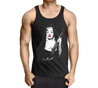 style3 Marilyn Monja Camiseta de Tirantes para Hombre Tank Top USA gángster Monroe, Talla:XXL, Color:Negro